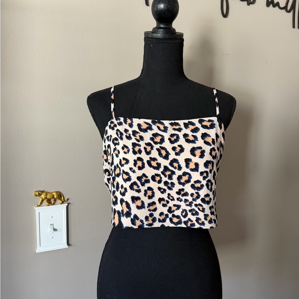 VS Leopard Print Women's Strappy Open Back Top